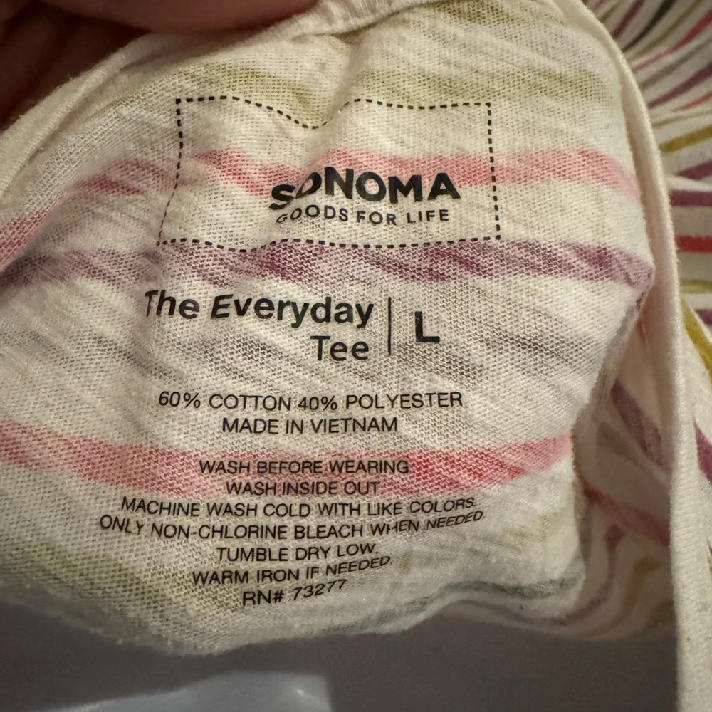 Sonoma Multicolor Striped V-Neck Tee - Picture 5 of 5